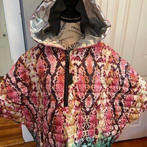 Think Rolyn High-Low Quilted Puffer Hooded Poncho